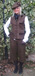 J 48 single breasted gillet with brown velvet trim. Shown with matching cropped trousers.jpg